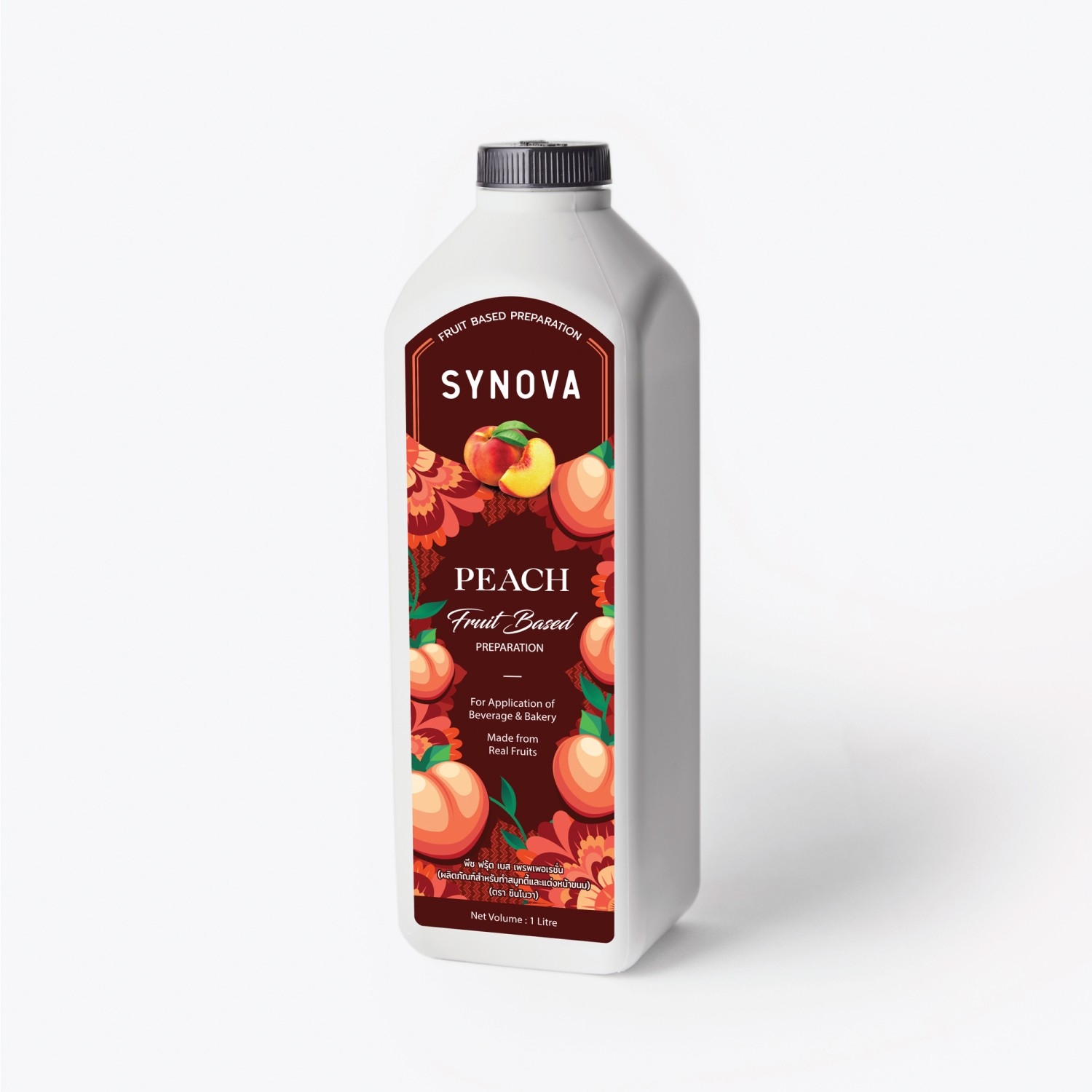 น้ำผลไม้เข้มข้น : SYNOVA ซอสพีชเข้มข้น (ขวด)
